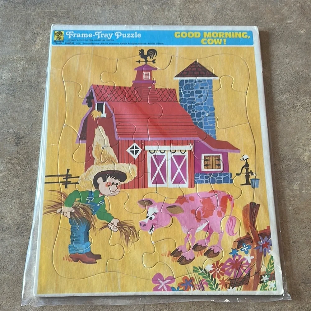 VINTAGE Good Morning Cow Puzzle